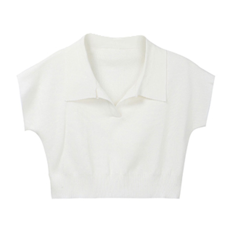 Áo Thun Croptop Dệt Kim Tay Ngắn Cổ Chữ V Dáng Ôm Thời Trang Quyến Rũ Cho Nữ