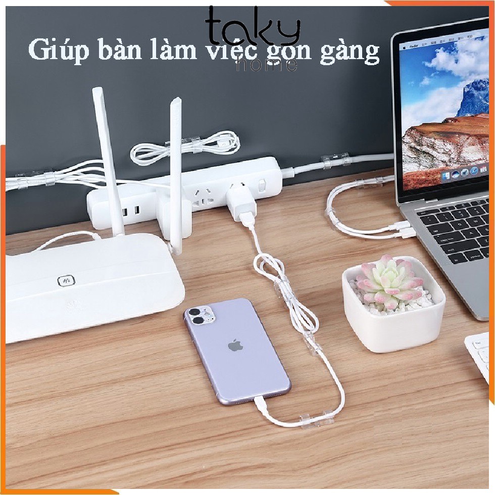 Vỉ 20 Nẹp Dán Tường Giữ Cố Định Dây Điện, Dây Mạng, Dây Máy Tính - Tiện Dụng Gia Đình - Văn Phòng. TakyHome 5733
