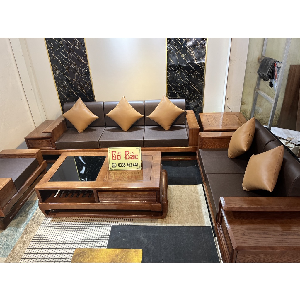 Sofa 2 văng đùi gà gỗ sồi nga - ghế sofa đùi gà kích thước lớn cao cấp - ảnh thật tại xưởng