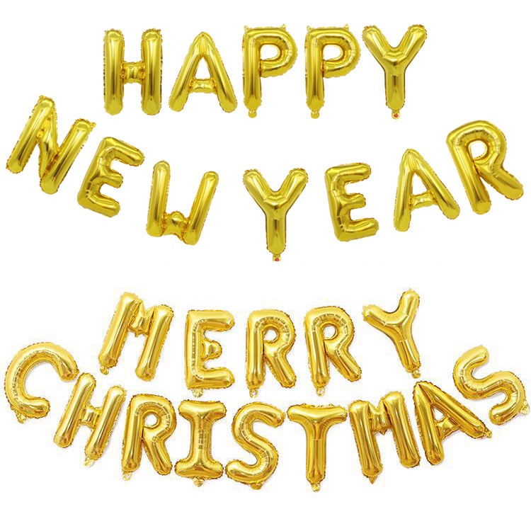 Bong bóng mạ nhôm 16 inch chữ Happy new year