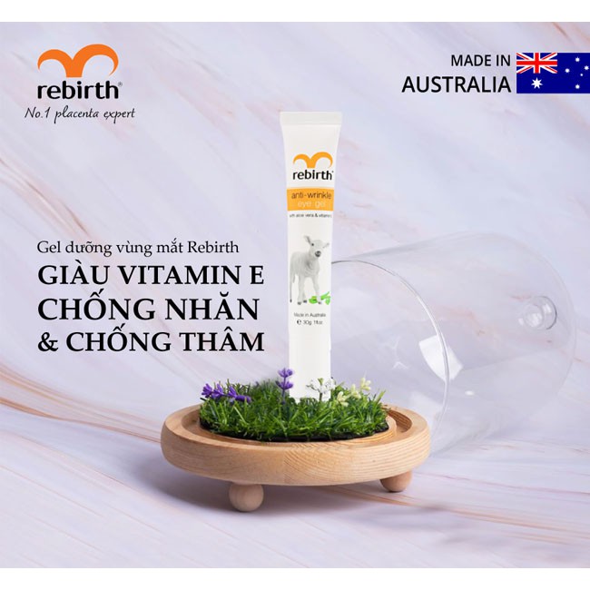 Gel dưỡng chống nhăn, chống thăm quầng mắt giàu Vitamin E Rebirth - 30ml - Úc