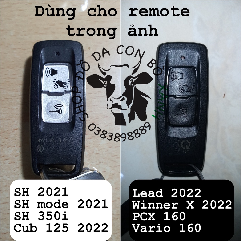 Bao Da Chìa Khóa Honda SH 2021 (loại 2 nút bấm), SH 2022, SH 350i, SH Mode, Lead, Cub, Winner X 2022, PCX 160, Vario 160