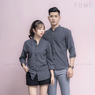 Áo sơmi đôi, áo sơmi cặp cho các cặp đôi, vải đũi mát, thấm hút mồ hôi