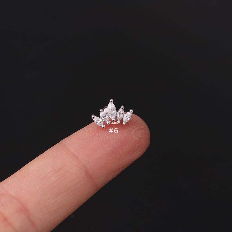 Khuyên tai hình vương miện đính đá zircon 20 gauge