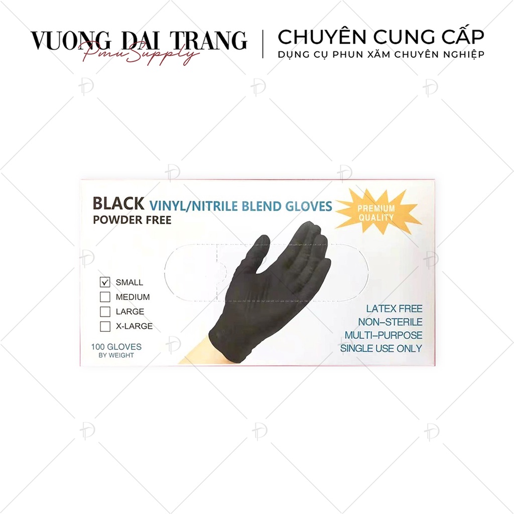 Găng tay y tế đen - Black vinyl/nitrile blend gloves