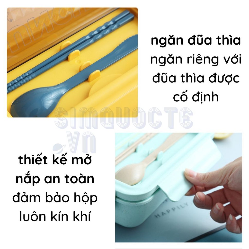 [Nhựa lúa mạch] Hộp cơm giữ nhiệt có van thông hơi không chứa BPA Lunch Box HĐC02