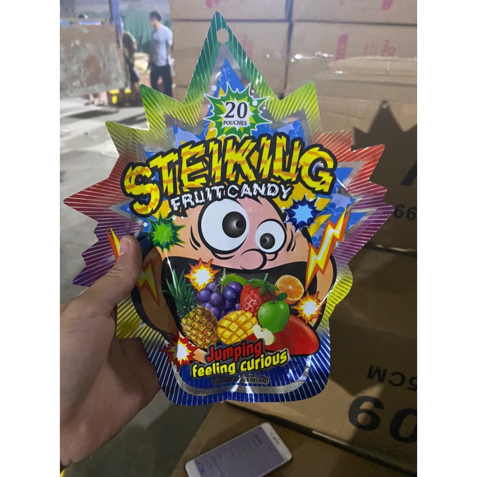 Kẹo nổ Striking vị trái cây HongKong (20 túi nhỏ có nhiều vị trong 1 gói), ăn vặt cho bé