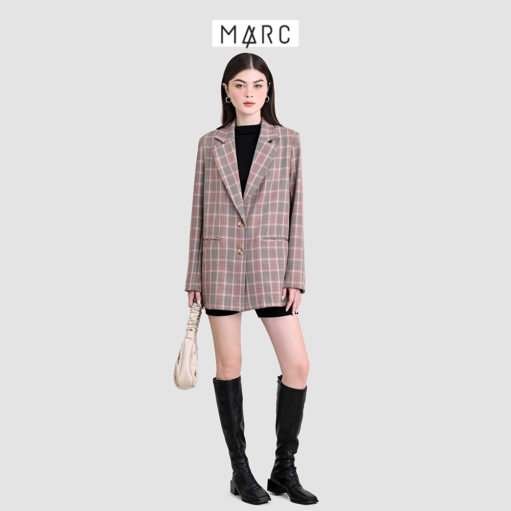 Áo khoác blazer nữ MARC FASHION oversized họa tiết ca rô FAPH1130