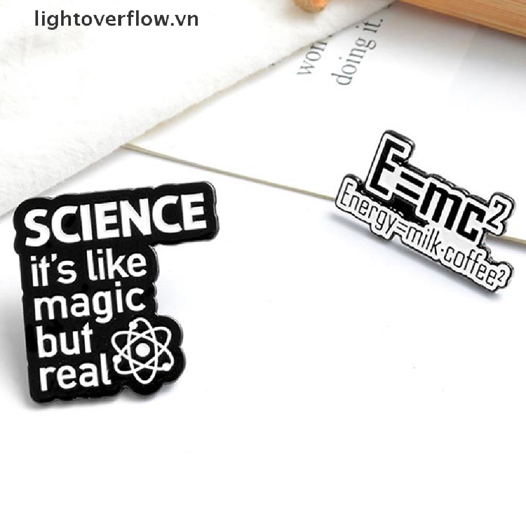 1 Huy Hiệu Cài Áo Tráng Men Hình Khoa Học Màu Trắng Đen