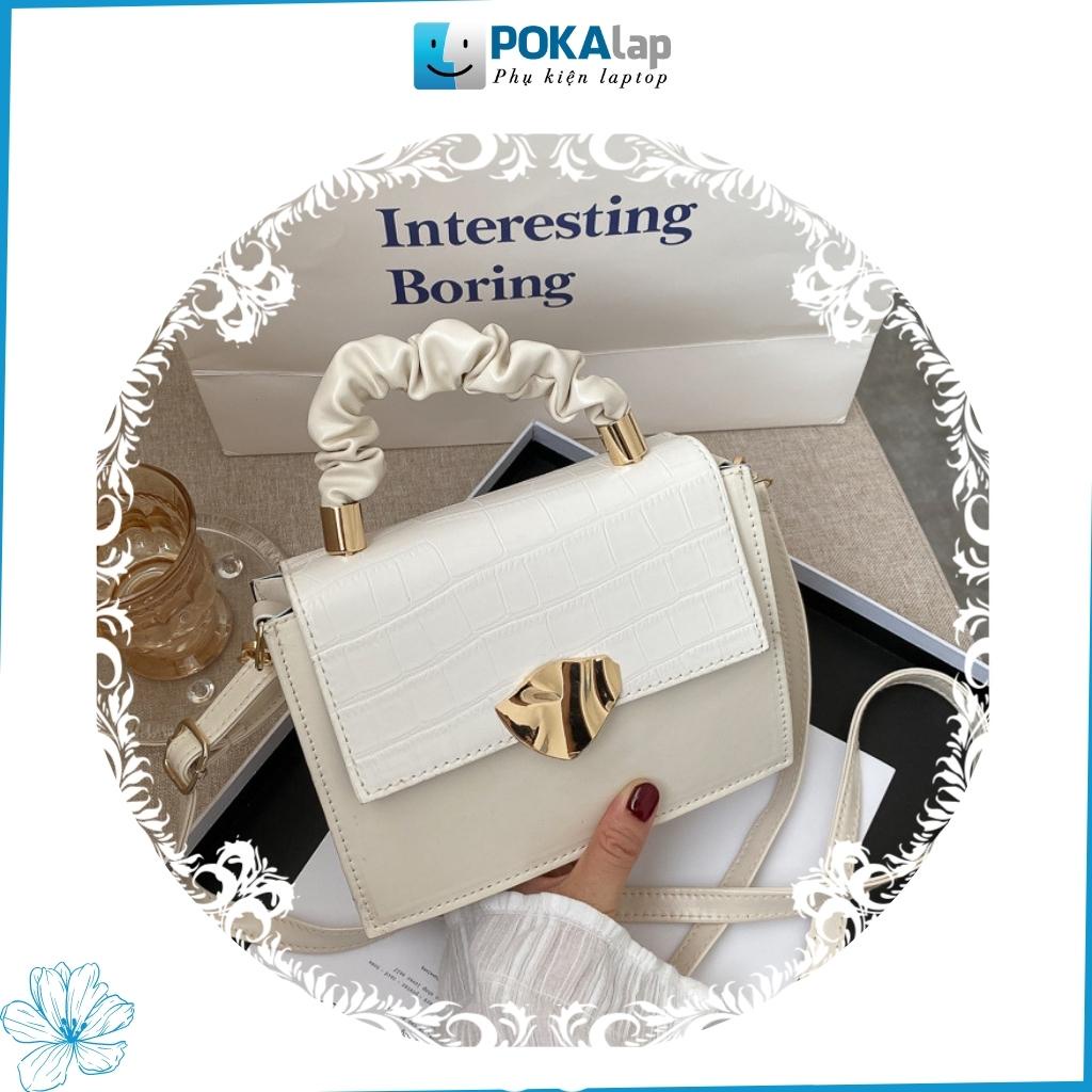 Túi xách nữ, túi đeo chéo nữ POKA24 đeo chéo hình vuông khóa cài cách điệu phong cách Hàn quốc ngọt ngào - POKALAP