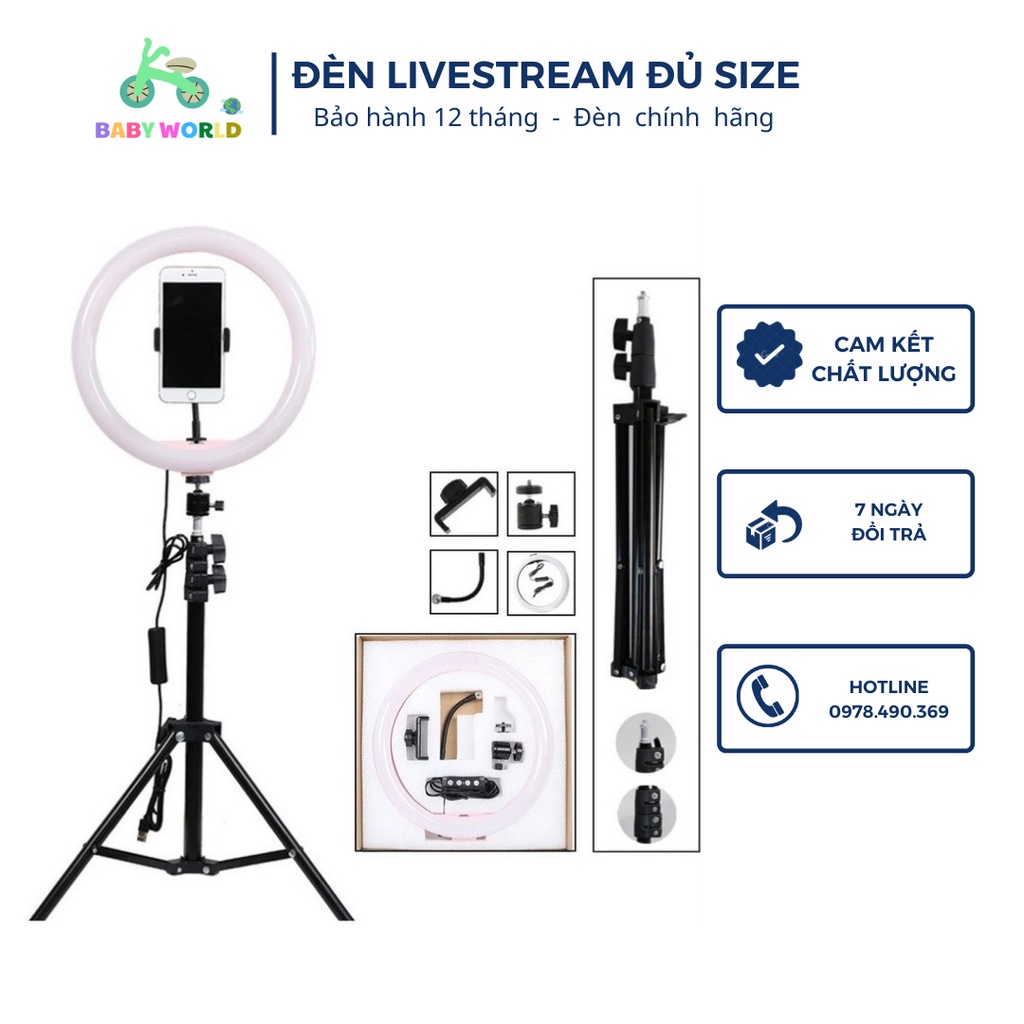 [CHÍNH HÃNG] Bộ Đèn Livestream 20cm, 26cm, 33cm - Siêu Đẹp, Siêu Bền, Siêu Sáng, Full Đồ - Bảo Hành 6 Tháng FREESHIP