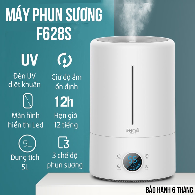 [Đời mới nhất] Máy phun sương tạo ẩm 5L chính hãng Deerma F628S màng lọc ion phun sương nano cấp ẩm dưỡng da