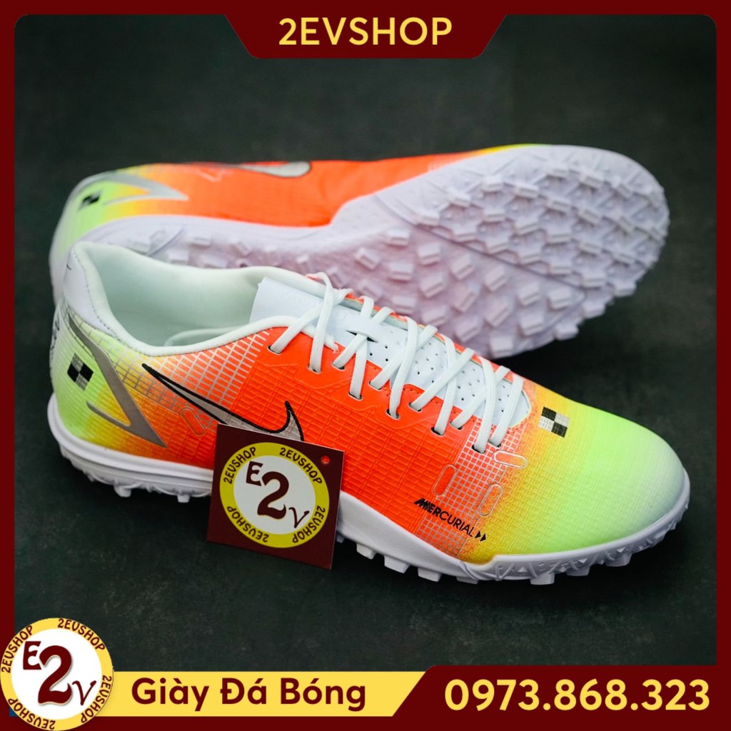 Giày đá bóng thể thao nam chất 𝐌𝐞𝐫𝐜𝐮𝐫𝐢𝐚𝐥 𝟏𝟒 Rainbow đế mềm, giày đá banh cỏ nhân tạo cao cấp - 2EV