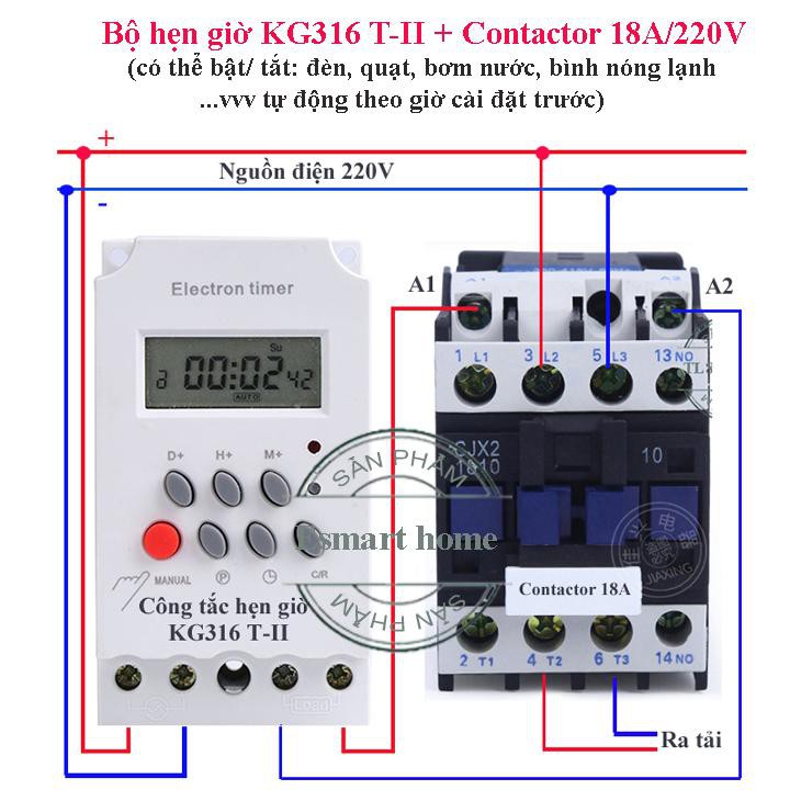 Bộ công tắc hẹn giờ thông minh 16 chương trình Kg316T-II 25A 220V - timer hẹn giờ bật tắt điện tự động