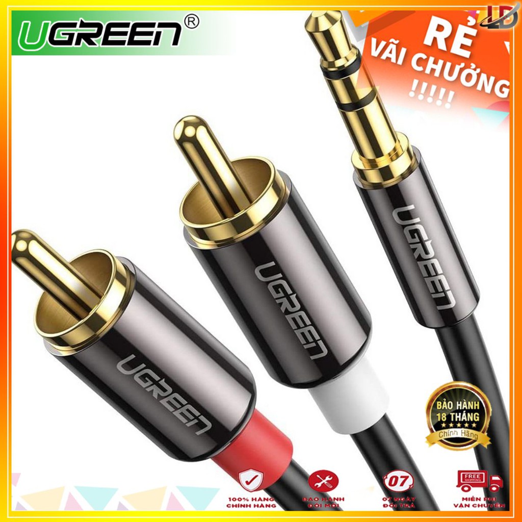 Dây Audio 3,5mm ra 2 đầu Hoa sen (RCA) UGREEN AV116 Hãng chính hãng