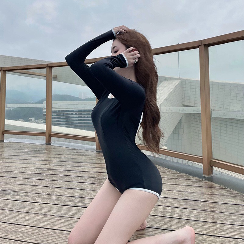 Bikini nữ Đồ bơi nữ 1 mảnh hở lưng CÀI KHÓA SAU màu đen viền trắng sành điệu (nhiều kiểu + kèm sẵn mút ngực)