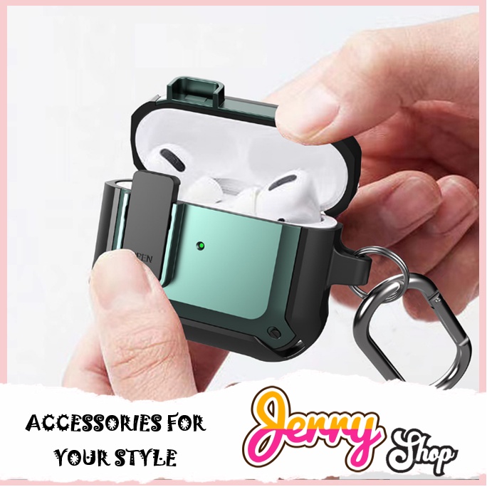 Vỏ đựng ốp CASE AIRPODS 3 /2/1/Pro bảo vệ tai nghe không dây bluetooth, hình Basic có Nút Gài - Jerry Shop