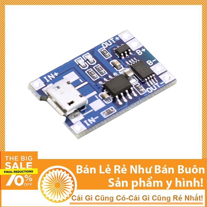 Mạch Sạc Pin Lithium TP4056 1A Micro USB V2 - Có IC Bảo Vệ Quá Dòng, Quá Áp