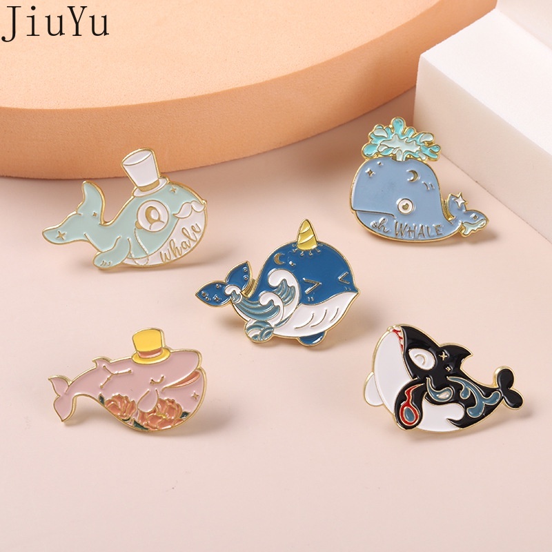 Ghim Cài Áo Hình Cá Voi/Cá Voi/Cá Mập Dễ Thương