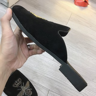 (Freeship) Giày Sục Da Lộn Thêu Hình