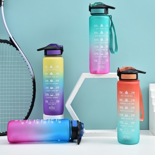 Bình Nước 1 Lít Thể Thao Nhắc Nhở Uống Nước Có Vạch Kẻ Chia Ml tiện dụng - Một Mí Store