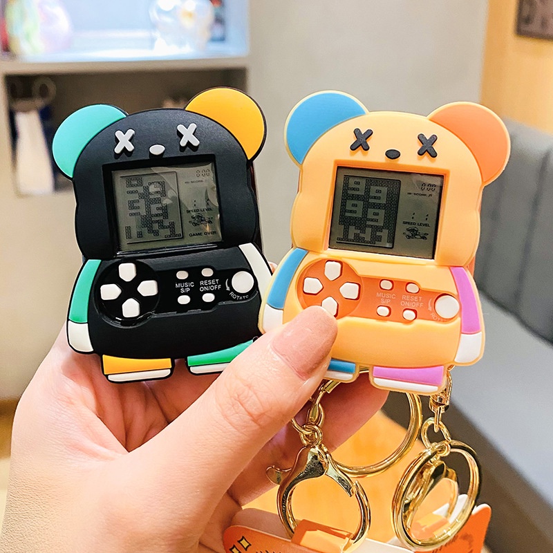 Móc Chìa Khóa Xe Hơi / Máy Chơi Game Cầm Tay Hình Gấu Hoạt Hình Dễ Thương Dành Cho Bé Gái / Cặp Đôi / Học Sinh