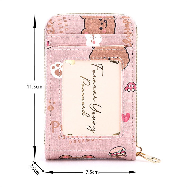 Ví mini PERFECT FOR YOU đựng thẻ in hình gấu hoạt hình dễ thương cho nam nữ