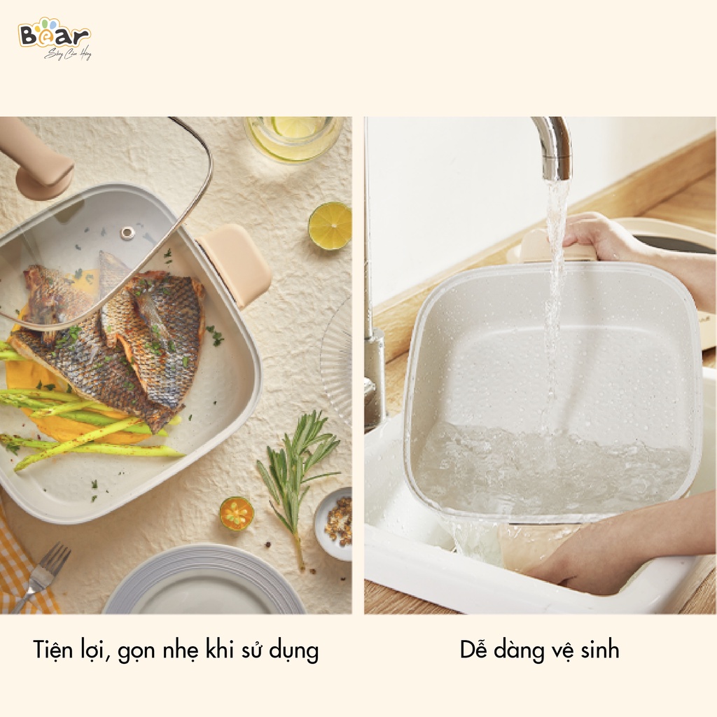 Nồi điện đa năng kèm nồi lẩu mini chống dính bear C40M1  BẾP NHÀ BEAR