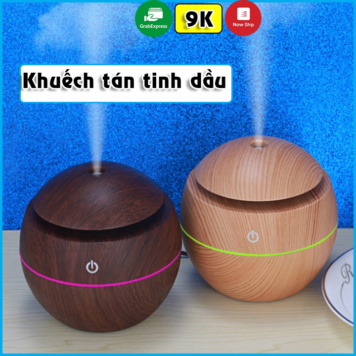 Máy Xông Khuếch Tán Tinh Dầu Vân Gỗ Tròn Máy Phun Sương Tạo Ẩm Sang Trọng Tiện Dụng