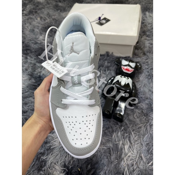 (Híu)Giầy Air Jordan Low White Wolf Grey |Xám Trắng Mới|Da Đẹp |Đế Khâu