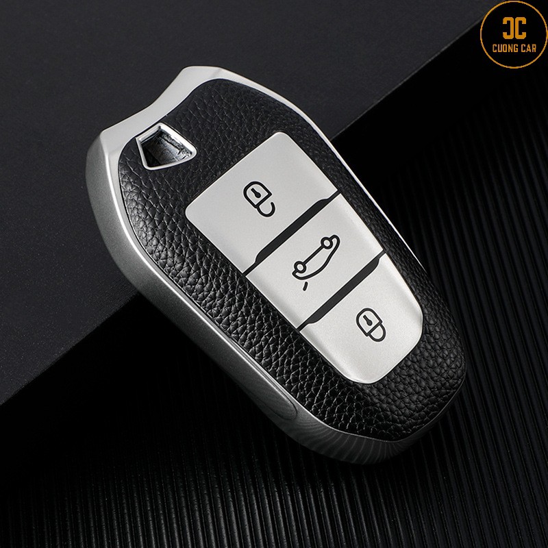 Ốp chìa khóa xe hơi Peugeot 3008, Peugeot  4008, Peugeot  2008, Peugeot  5008,... chất liệu Da Tpu