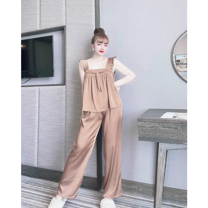 Đồ bộ dài mặc nhà, bộ cánh tiên chất satin mềm mát- Phuongaliceshop