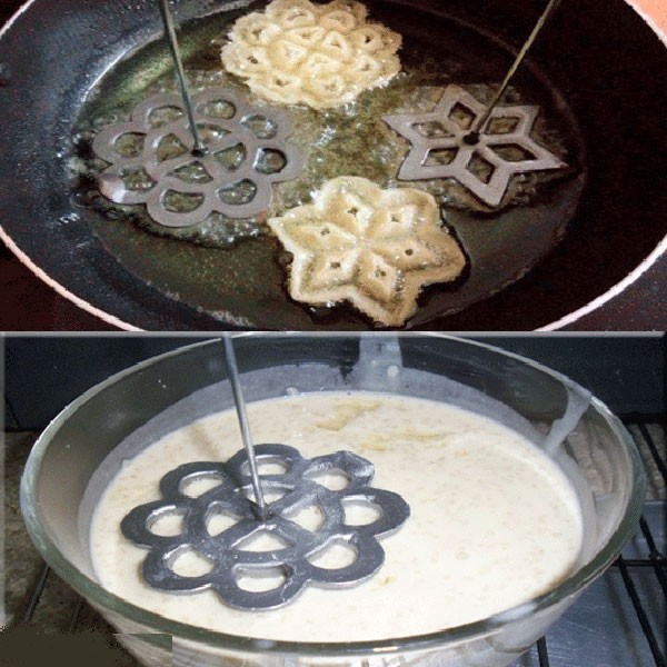 Bộ 4 Khuôn Gang Làm Bánh Nhúng Kèm 4 Que Cầm