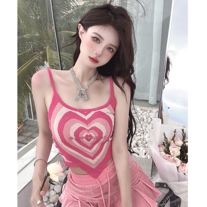 QKOOLE Áo Croptop Hai Dây Kẻ Sọc Phong Cách Hàn Quốc Trẻ Trung Gợi Cảm Cho Nữ