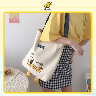 Túi Tote Vải Canvas Hình Vịt Thỏ Dễ Thương