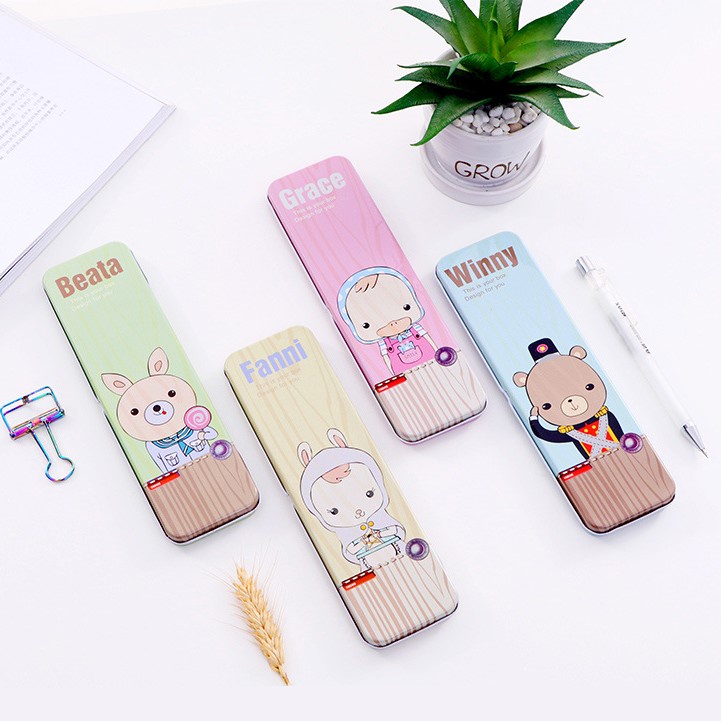 Hộp đựng bút thiếc cute đáng yêu hàn quốc tiện dụng học sinh cho bé HANUTO HB02