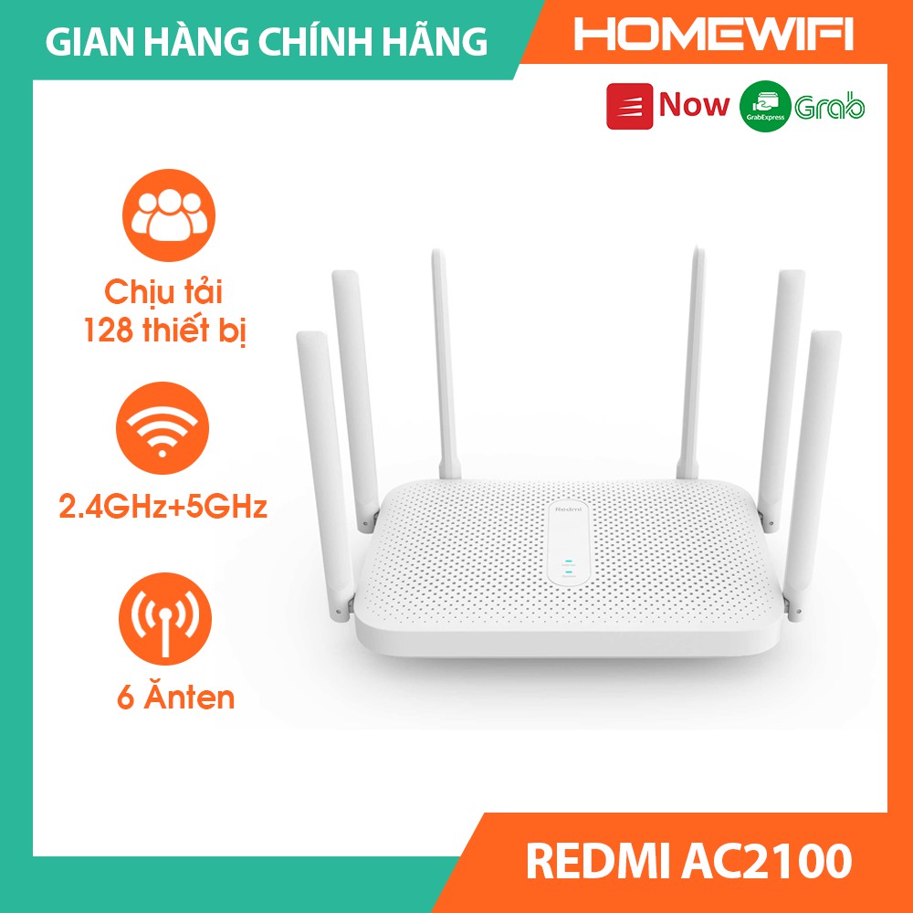 Bộ phát Wifi Router Redmi AC2100 ( 6 anten ) TRẮNG