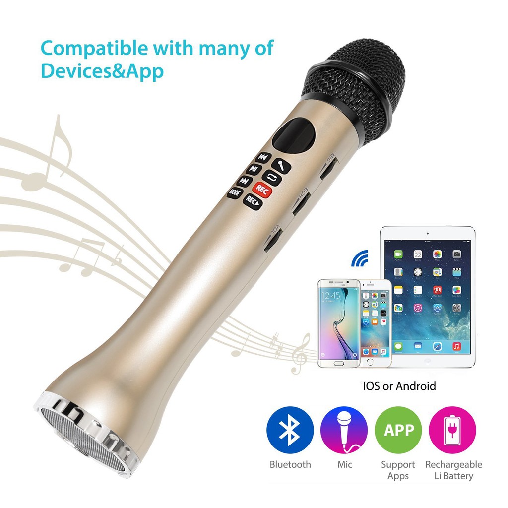 [MÀU ĐỒNG] Hát Cùng Nhau Micro Loa Bluetooth L-598 Karaoke