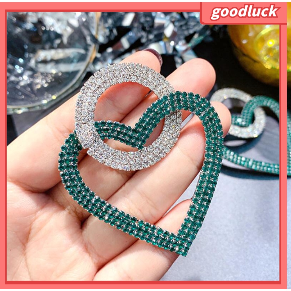 Bông Tai Hình Trái Tim Đính Đá Cho Nữ