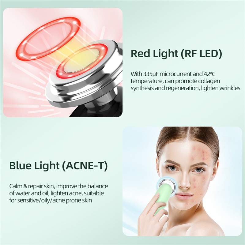 CkeyiN Thiết Bị Làm Đẹp EMS 7 Trong 1 Có Đèn LED +Máy Phun Sương Xông Hơi Mặt NaNo Mini Giúp Trẻ Hóa Da Xóa Nếp Nhăn Chống Lão Hóa