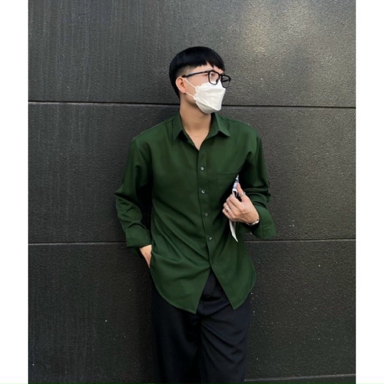 Áo Sơ Mi Lụa Xanh Lá Unisex KSS302