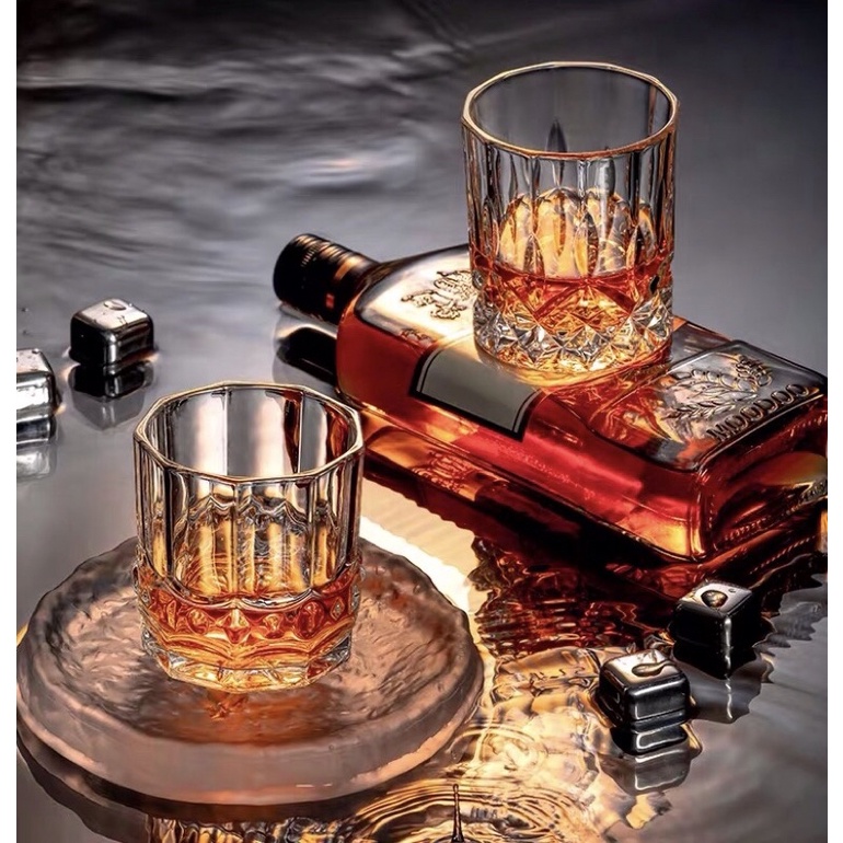 Set ly Rock kim cương pha lê uống rượu Whisky, cốc uống rượu tây mạnh sang chảnh