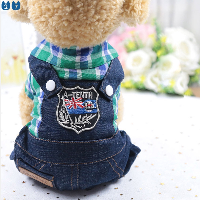 Bộ Đồ Liền Thân Họa Tiết Caro Dễ Thương Cho Thú Cưng