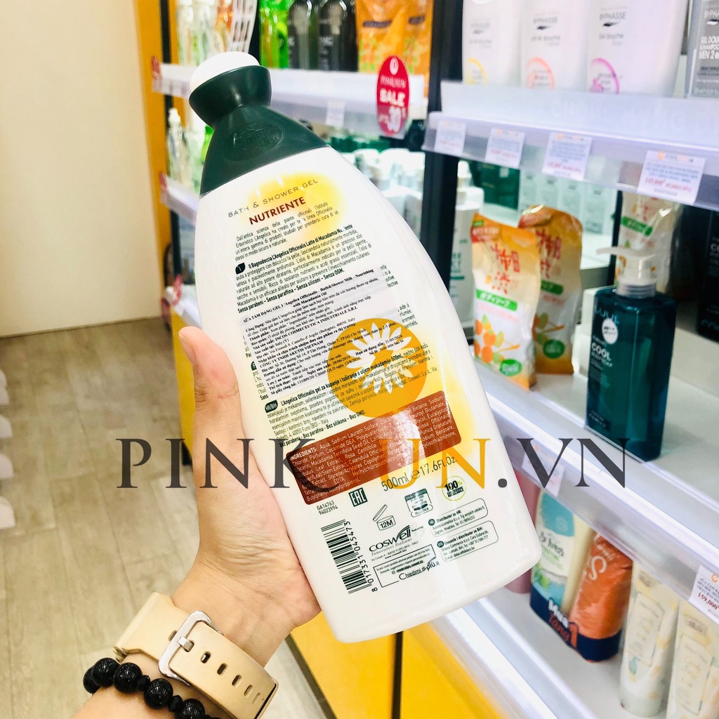 Sữa Tắm Thảo Dược L'angelica Ý_Trắng Da, Dưỡng Ẩm, Mềm Mịn Da, Thơm Lâu - Chai 500ML