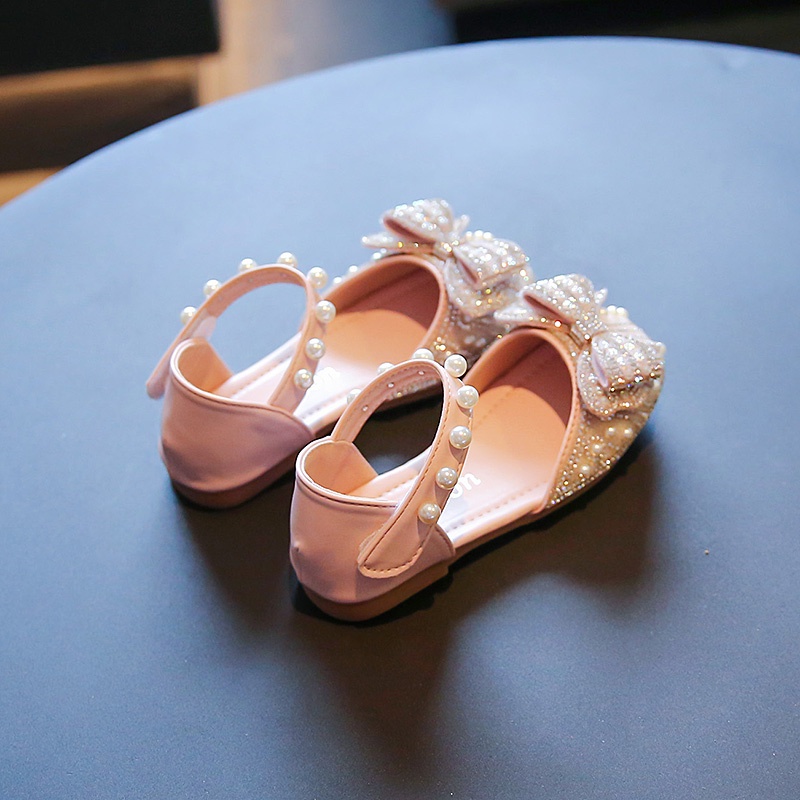 Giày Công Chúa Đế Bằng Chống Trượt Đính Đá Và Nơ Dành Cho Bé Gái 2-16 Tuổi