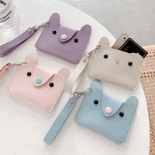 Ví da canvas mini kiểu hoạt hình đựng thẻ phong cách Hàn Quốc xinh xắn