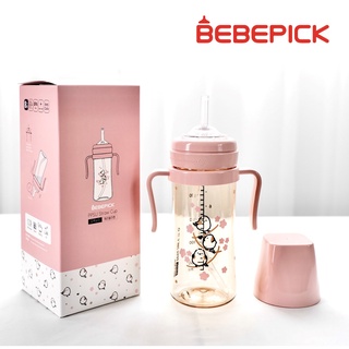 Bình ống hút tay cầm Bebepick Chim Hồng size 150ml/250ml