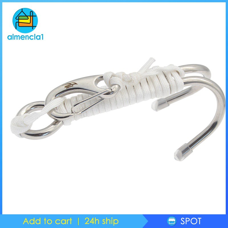 [ALMENCLA1] Diving Dual Reef Drift Hook Spiral Coil Strap Cord Stainless Steel