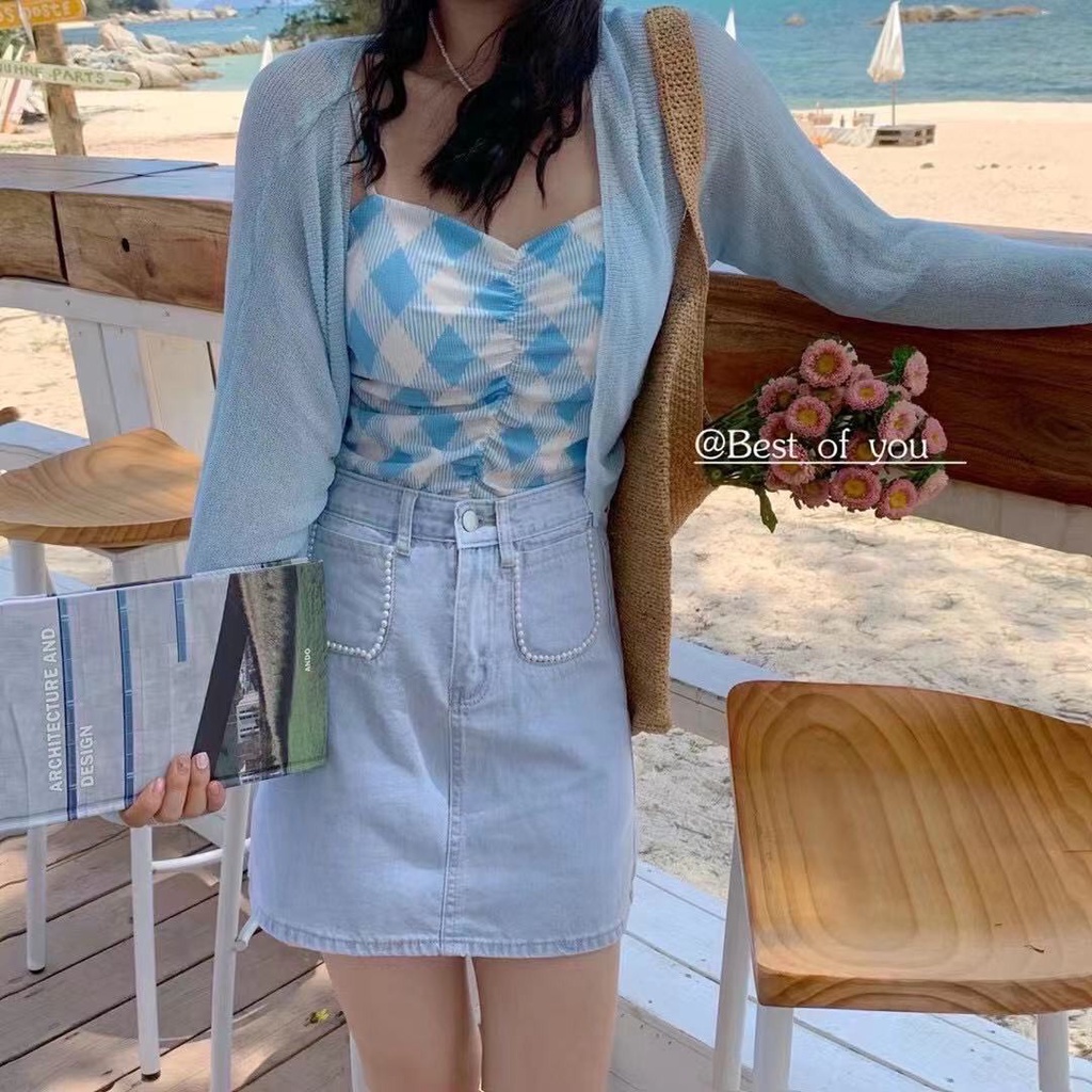 Áo len mỏng dài tay khoác ngoài áo cardigan 1290