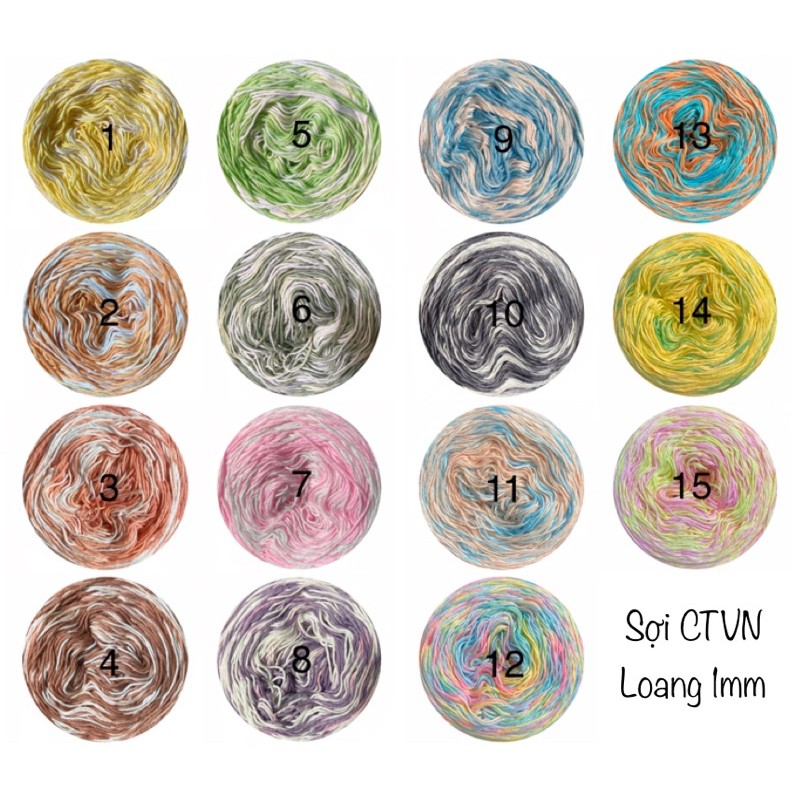 Sợi cotton Việt Nam ctvn màu loang 1mm